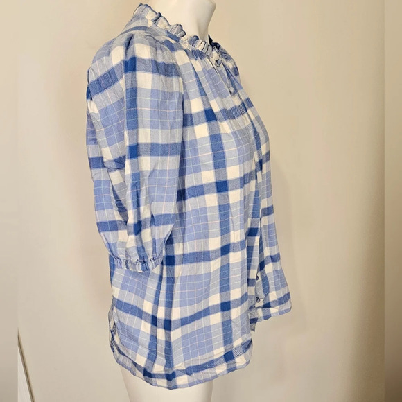Vineyard Vines Plaid Ruffle Neck Puff Sleeve Size Medium EUC - Picture 4 of 9
